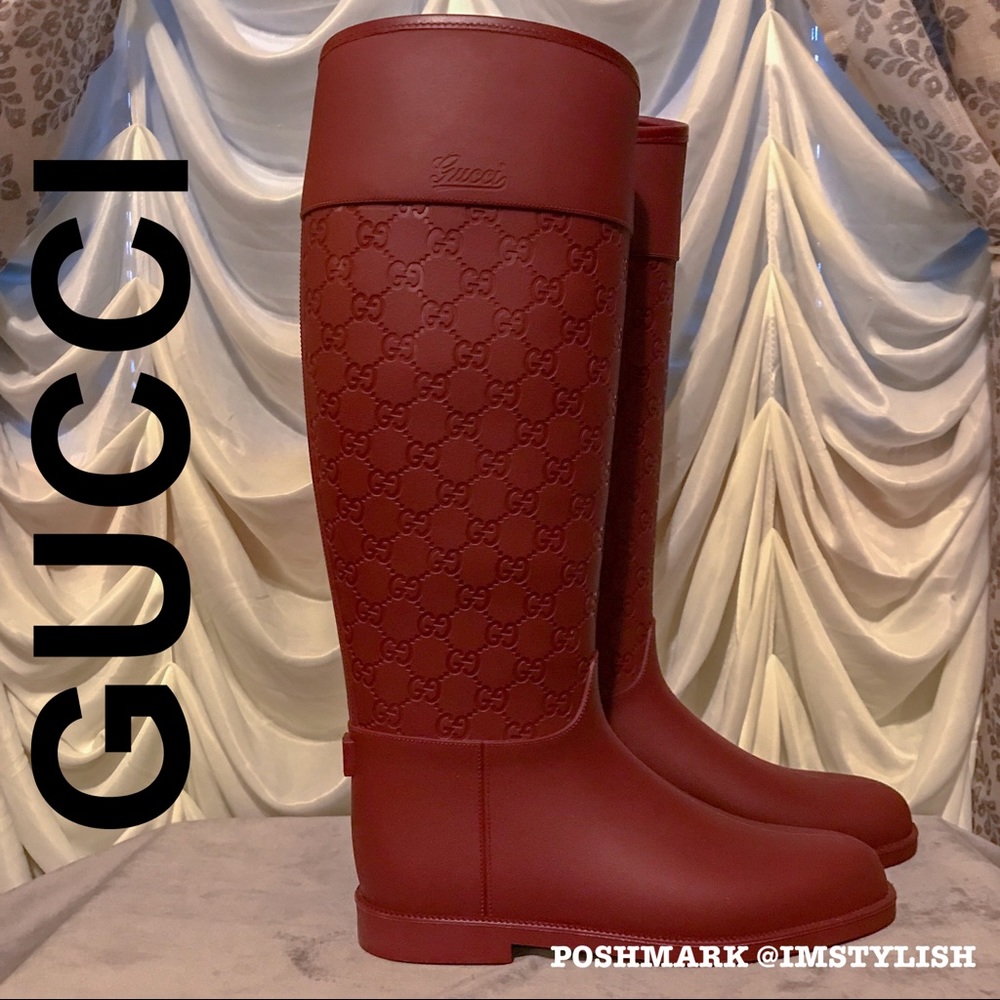Gucci Monogram Rain Boots Rubber Winter Wellies